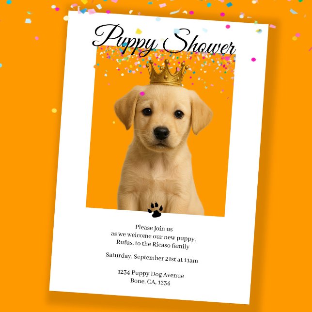 Puppy Shower Cute Personalised Dog Adoption Invitation (Puppy Shower Cute Personalized Dog Adoption Invitation by Ricaso. For new pup or adopted adult dog)