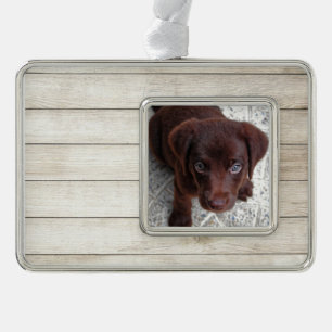 Puppy Silver Plated Framed Ornament
