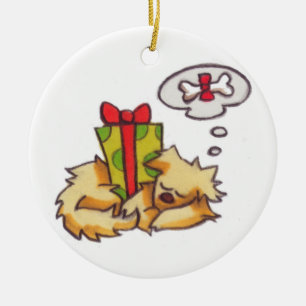 Puppy Sleeping *Customisable* Holiday ornament