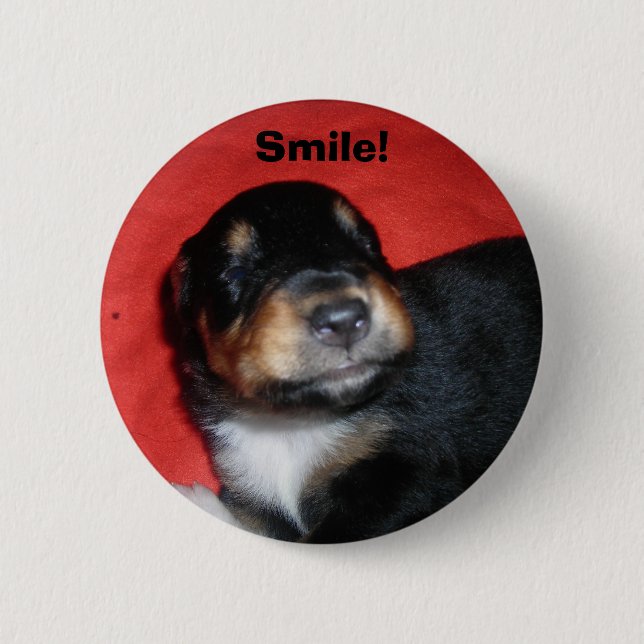 Puppy Smile 6 Cm Round Badge (Front)