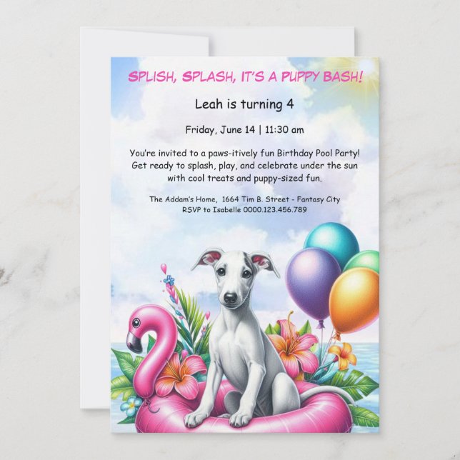 Puppy Splash Birthday Pool Party Invitation (Front)