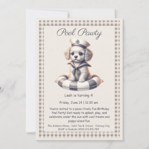 Puppy Splash Birthday Pool Party Invitation