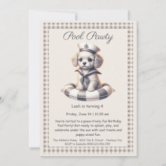 Puppy Splash Birthday Pool Party Invitation