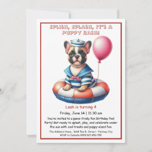 Puppy Splash Birthday Pool Party Invitation