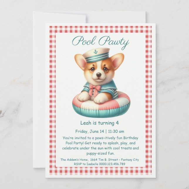 Puppy Splash Birthday Pool Party Invitation (Front)