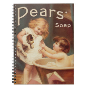 Puppy Taking A Bath Vintage Antique Notebook