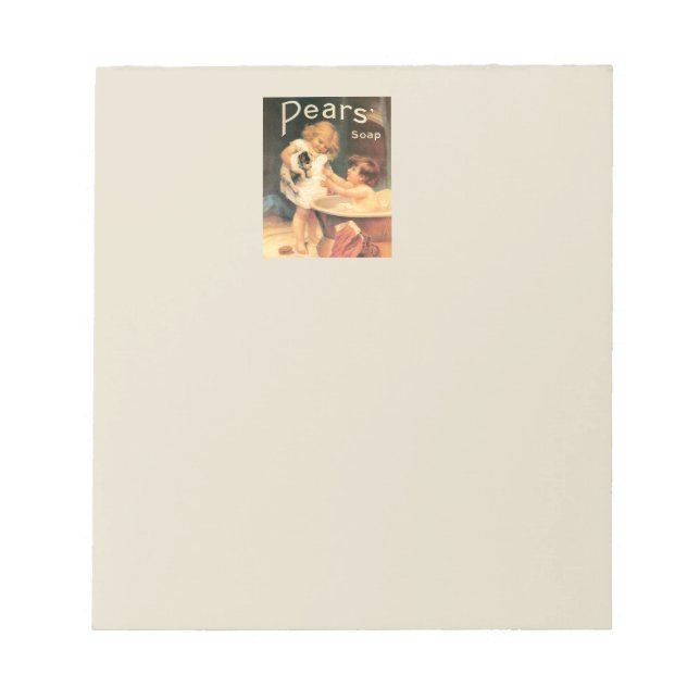 Puppy Taking A Bath Vintage Antique Notepad (Front)
