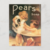Puppy Taking A Bath Vintage Antique