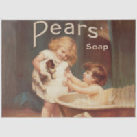 Puppy Taking A Bath Vintage Antique