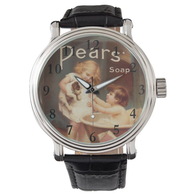 Puppy Taking A Bath Vintage Antique Watch (Front)