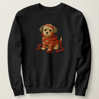 Puppy Tangled in Red Yarn Sweatshirt | Cute Dog Il