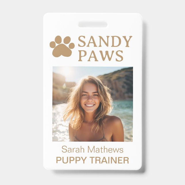 Puppy Trainer Dog Walker Pet Business Logo Simple ID Badge (Front)