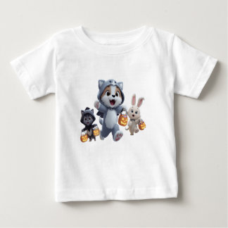 Puppy Werewolf and Friends Trick-or-Treating Baby T-Shirt