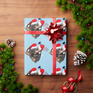 Puppy White Christmas With Santa Claus Sleigh  Wrapping Paper