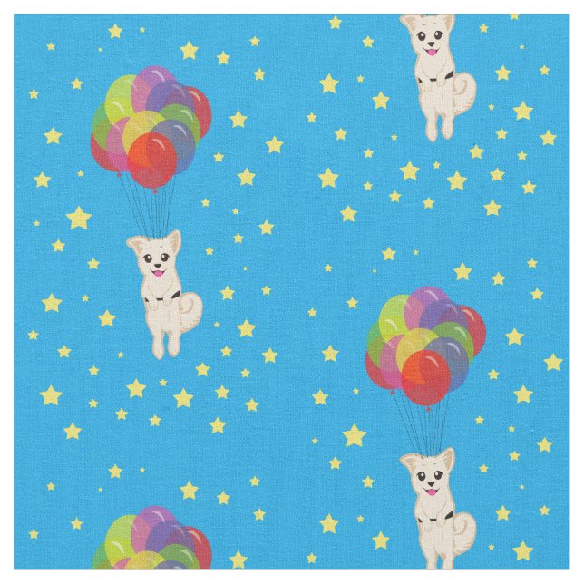 Puppy with Balloons Fabric (Close Up)