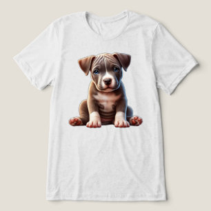 Puppy With Blue Eyes Sitting and Looking Innocent Tri-Blend Shirt