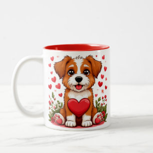 Puppy With Heart For Dog Lovers Two-Tone Coffee Mug