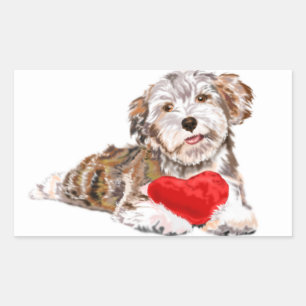Puppy with Heart Gift Sticker Love