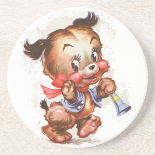 puppy with horn coaster (Front)