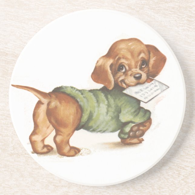 puppy with letter coaster (Front)