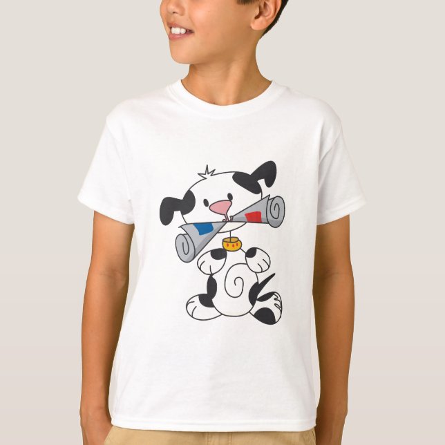 Puppy With Newspaper T-shirts and Gifts (Front)