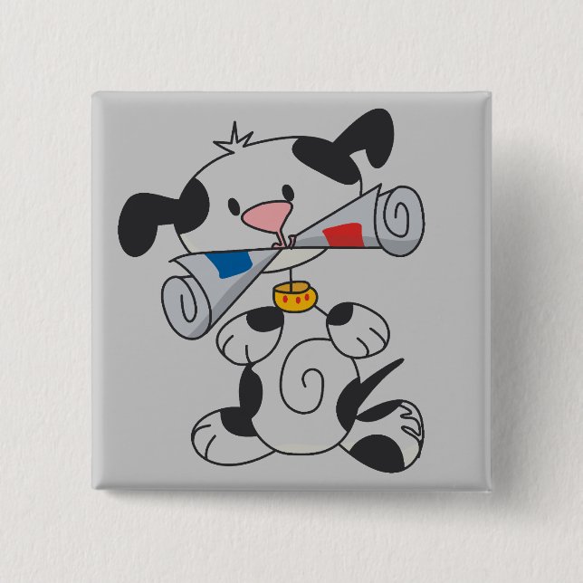 Puppy With Newspaper T-shirts and Gifts 15 Cm Square Badge (Front)