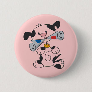 Puppy With Newspaper T-shirts and Gifts 6 Cm Round Badge