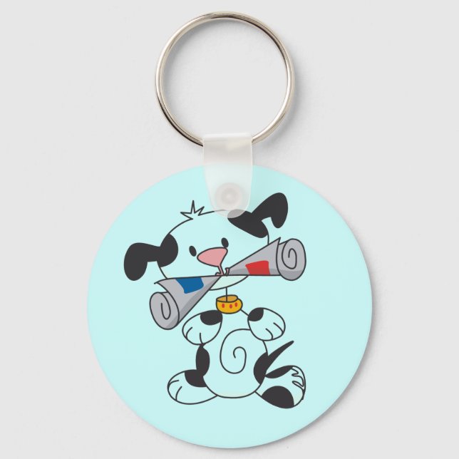 Puppy With Newspaper T-shirts and Gifts Key Ring (Front)