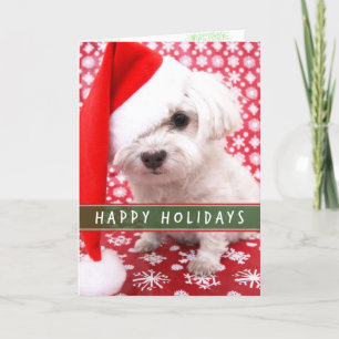 Puppy with Santa Hat Christmas card