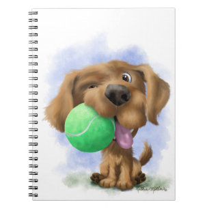 Puppy with tennis ball cartoon notebook