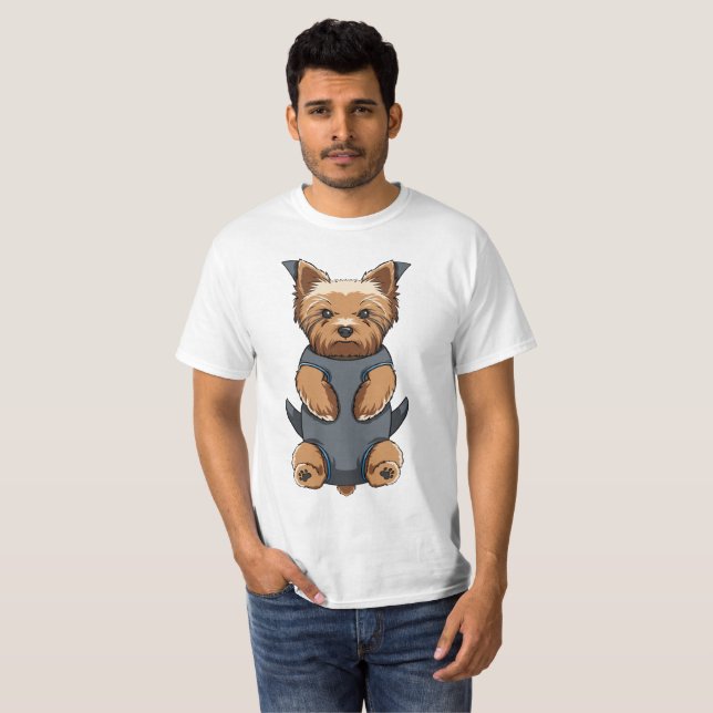 Puppy Yorkie Baby Carrier Front Pack T-shirt Men (Front Full)