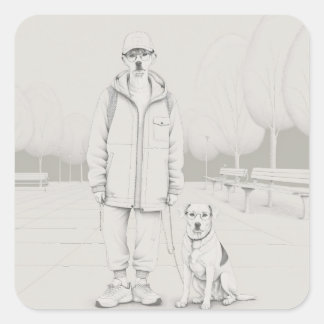 PuppyMan Square Sticker