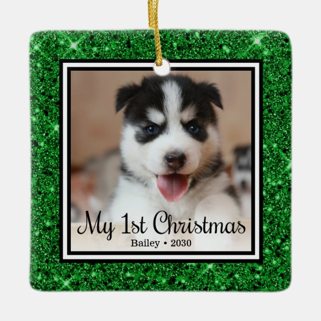 Puppy's 1st Christmas Ceramic Ornament (Front)