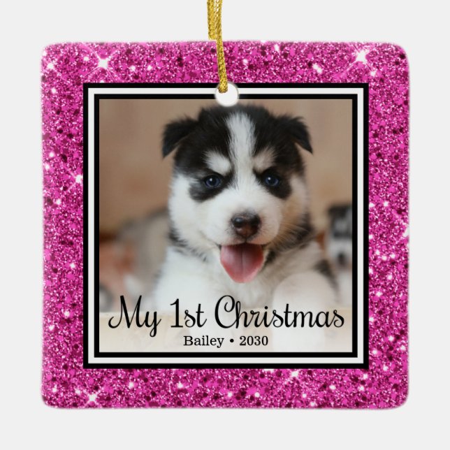 Puppy's 1st Christmas Ceramic Ornament (Front)