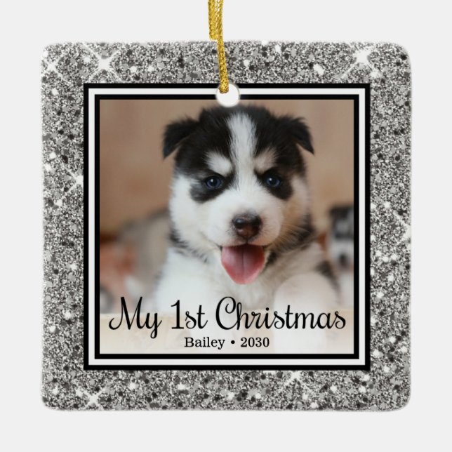Puppy's 1st Christmas Ceramic Ornament (Front)