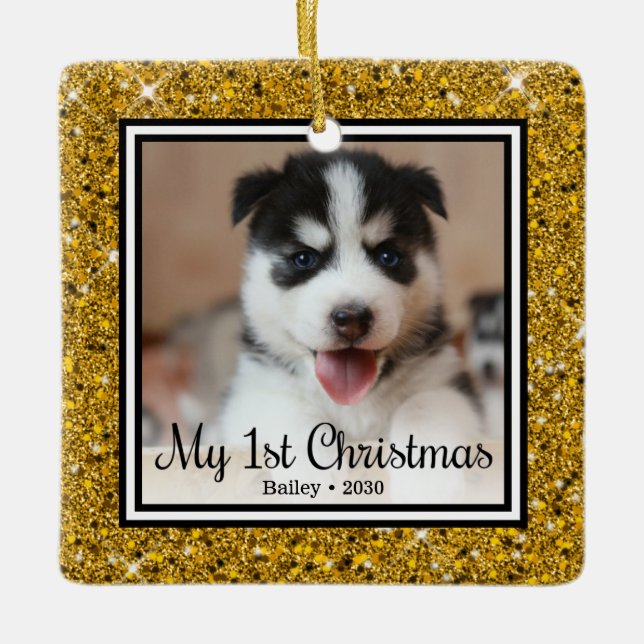 Puppy's 1st Christmas Ceramic Ornament (Front)