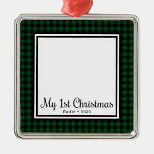 Puppy's 1st Christmas Photo Metal Ornament