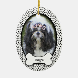 Puppy's First Christmas • Adopted Dog • Dated Ceramic Ornament
