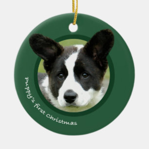 Puppy's First Christmas (Cardigan Welsh Corgi) Ceramic Ornament