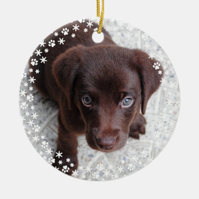 Puppy's First Christmas Holiday Ornament (Front)