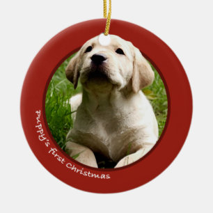 Puppy's First Christmas (Labrador Retriever) Ceramic Ornament