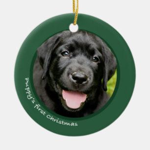 Puppy's First Christmas (Labrador Retriever) Ceramic Ornament