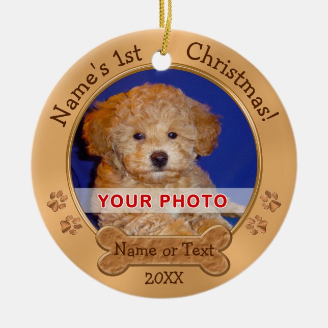 Puppy's First Christmas Ornaments 2 PHOTOS, TEXT (Front)
