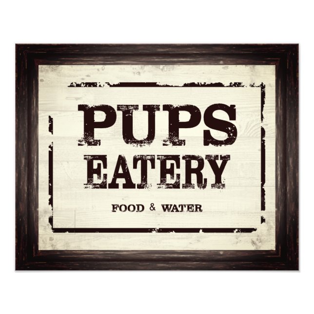 Pups Eatery Dog Food Water Satin Print (Front)