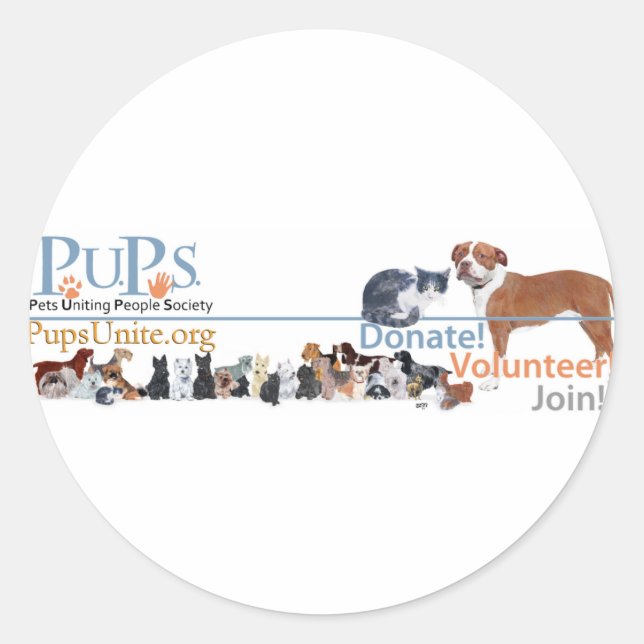 PUPs Logo Merchandise Classic Round Sticker (Front)