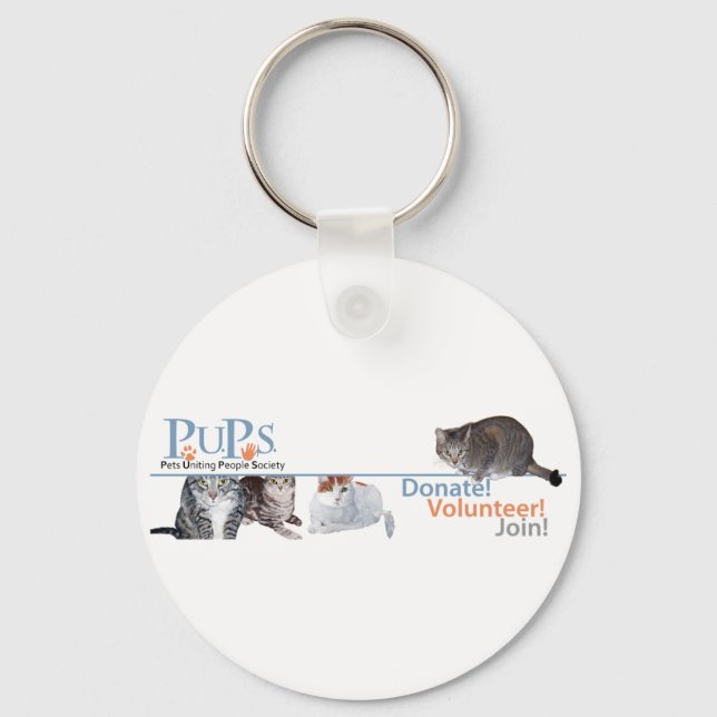 PUPs Logo Merchandise with Cats Key Ring (Front)