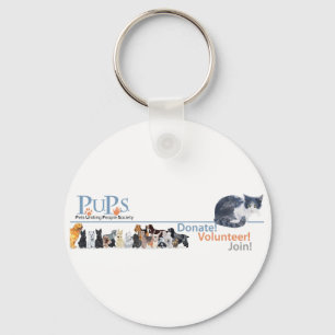 PUPs Logo Merchandise with Tuxedo Cat Key Ring