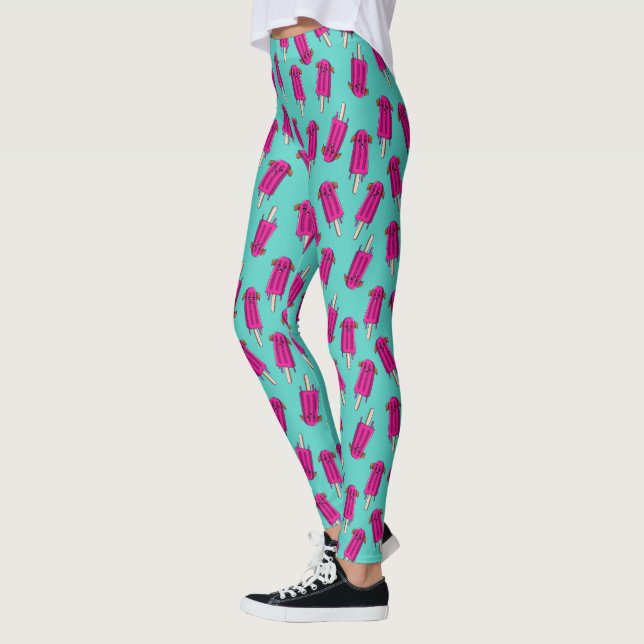 Pupsicle Pattern | Funny Dog Pun Illustration Leggings (Left)