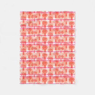 Pupule Hawaiian Vintage Palm Tree Plaid Fleece Blanket