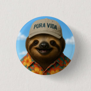 Pura Vida AI Sloth 3 Cm Round Badge